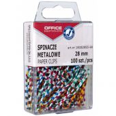 Spinacze zebra okrągłe 28mm Office Products, powlekane, w pl...