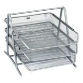 Stojak na dokumenty z trzema wysuwanymi półki, z metalowej s...