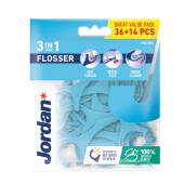 Uchwyty z jedwabną nicią dentystyczną Jordan Flosser 3w1