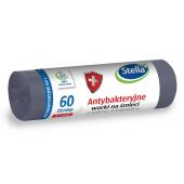Worki na odpady Stella z taśmą, antybakteryjne, szare